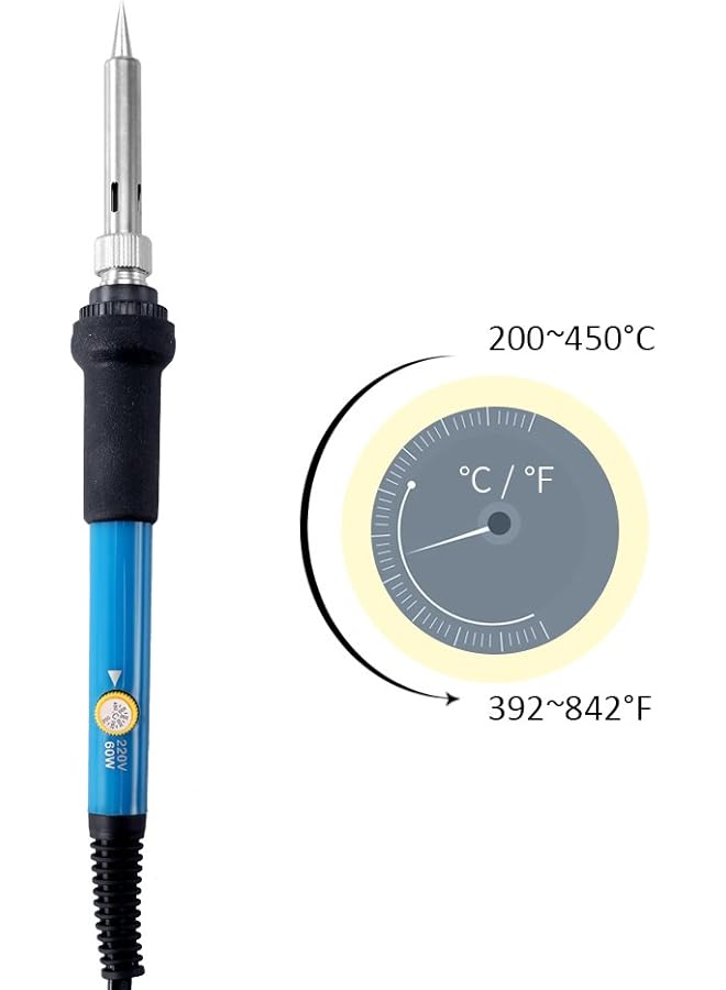 erorex Soldering Iron Kit Anself Electric Soldering Iron 60W Adjustable Temperature Welding + 5 Replacement Soldering Tips Set - Image 2