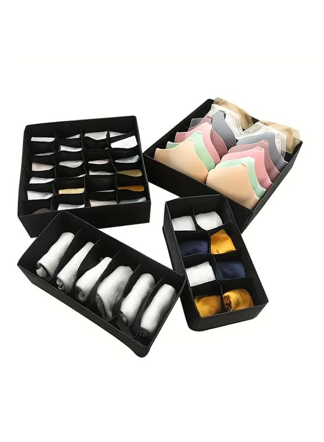 Black 24 Grids Foldable Underwear Bra Storage Box With Lid Breathable Mesh Organizer - Image 4