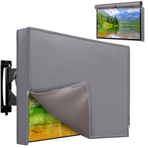 2win2buy Outdoor TV Cover 52 to 55 Inches Weatherproof, Waterproof Outside TV Covers Heavy Duty 600D Oxford TV Covers Outdoor TV Screen Protectors Shield with Zippers for Flat Screen Outdoor TVs - Image 1