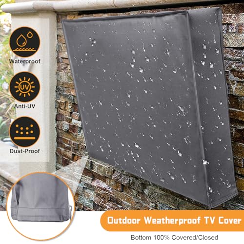 2win2buy Outdoor TV Cover 52 to 55 Inches Weatherproof, Waterproof Outside TV Covers Heavy Duty 600D Oxford TV Covers Outdoor TV Screen Protectors Shield with Zippers for Flat Screen Outdoor TVs - Image 3