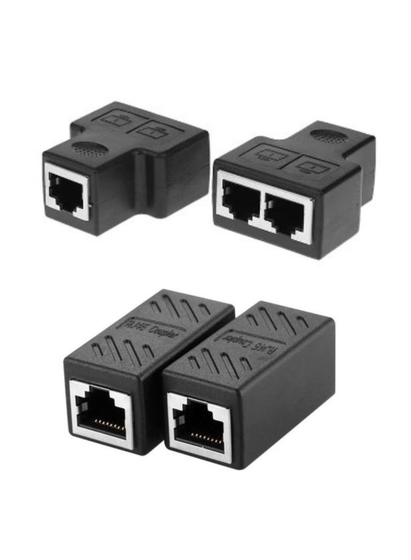 RJ45 Coupler Network Connectors Pack Of 4 black - Image 1
