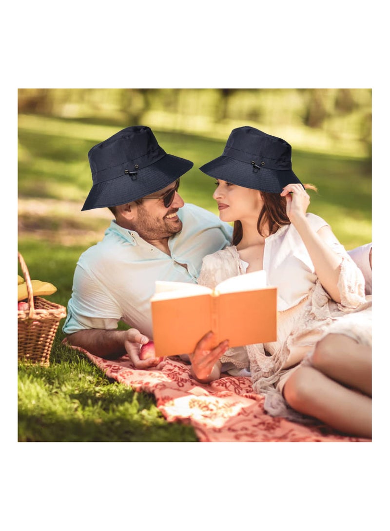 KASTWAVE KASTWAVE 2Pcs Bucket Hat, Mens Womens Sun Hat, Waterproof Bucket Hat Quick Dry Packable Boonie Hat Sun UV Protection Sun Hat Outdoor Fishing Hat (Navy Blue) - Image 2