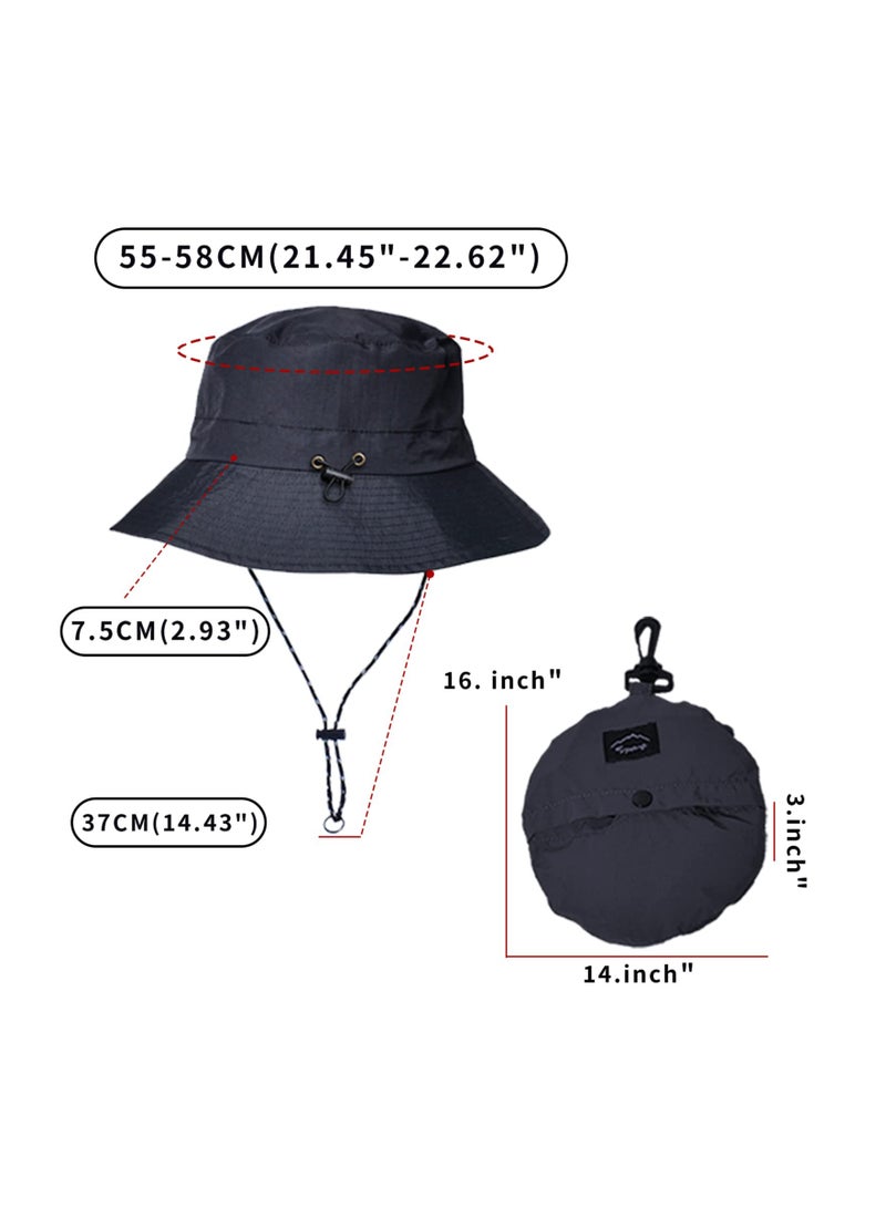 KASTWAVE KASTWAVE 2Pcs Bucket Hat, Mens Womens Sun Hat, Waterproof Bucket Hat Quick Dry Packable Boonie Hat Sun UV Protection Sun Hat Outdoor Fishing Hat (Navy Blue) - Image 3