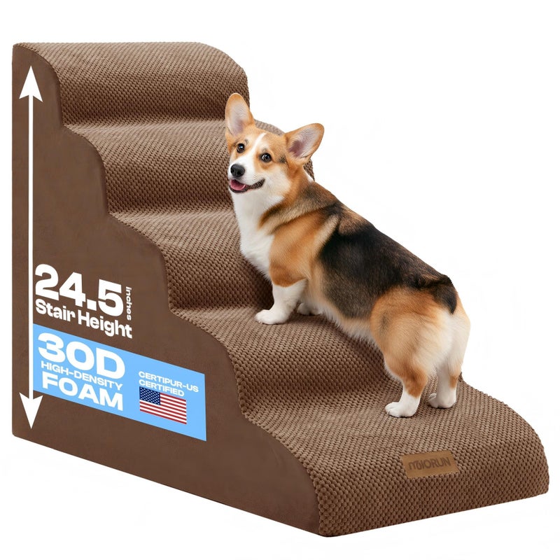 Miorun Pet Stairs 5-Step, Coffee - Image 1
