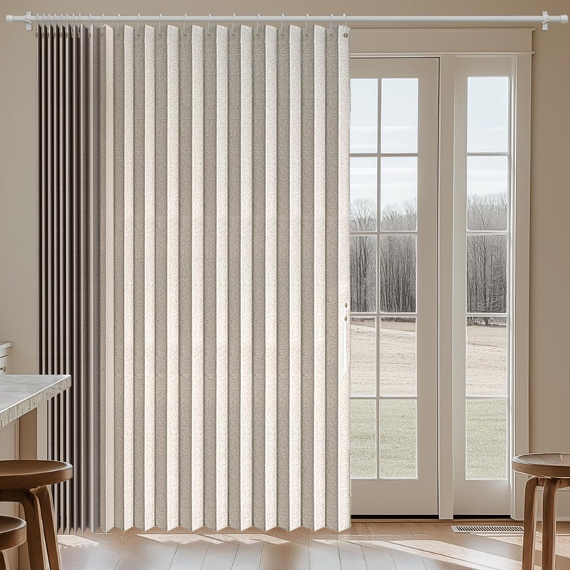Jilron 100% Blackout Curtains Patio Door Curtain Accordion Door Sliding Door Curtains Extra Wide Blackout Curtains Used for Room Divider(Off-White 98" W x 84" L) - Image 1