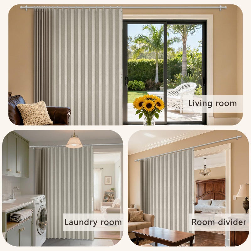 Jilron 100% Blackout Curtains Patio Door Curtain Accordion Door Sliding Door Curtains Extra Wide Blackout Curtains Used for Room Divider(Off-White 98" W x 84" L) - Image 4