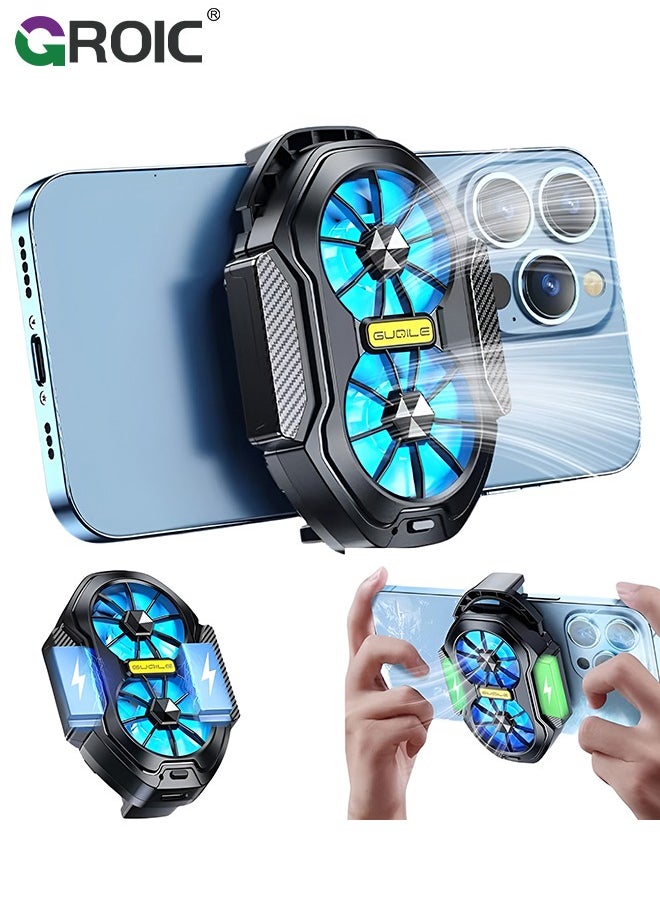 GROIC Phone Cooler, Cellphone Radiator with Dual Semi-Conductor Cooling Chip, Mobile Phones with a Width of 6 to 8 cm for Tiktok Live Streaming, Outdoor Vlog, Mobile Gaming  - Image 1