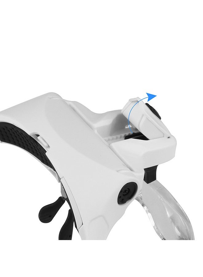 NIBEMINENT Adjustable Bracket Headband Magnifier Loupe With 2 Led Lights Goggles Magnifying Tool White - Image 4