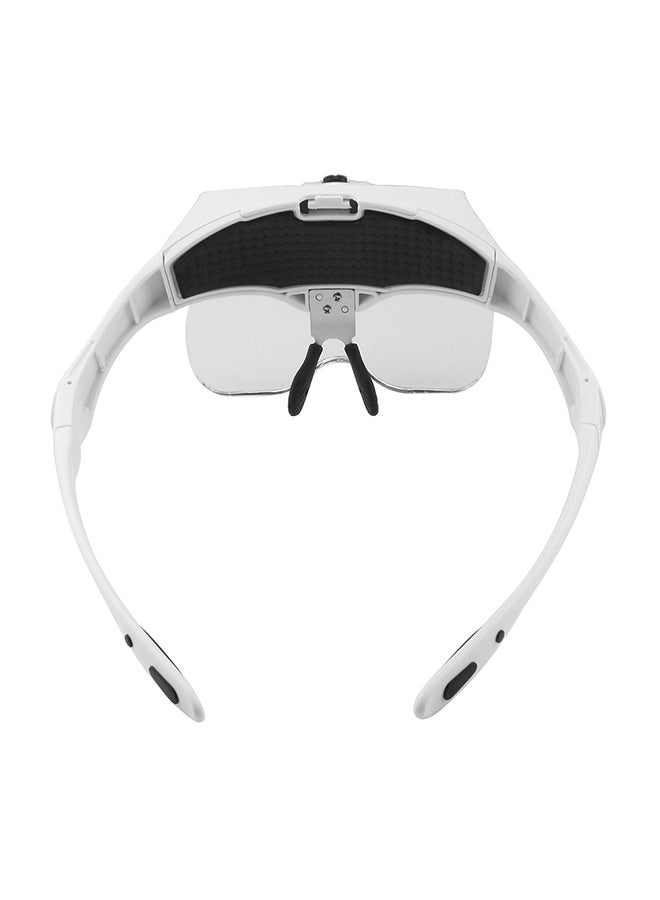 NIBEMINENT Adjustable Bracket Headband Magnifier Loupe With 2 Led Lights Goggles Magnifying Tool White - Image 2
