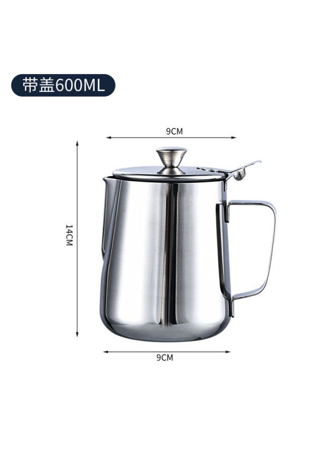 Thickened Stainless Steel Flower Cup With Scale Flower Cylinder Pointed Mouth Household Flower Coffee Appliance Milk Bubble Cup 600ml