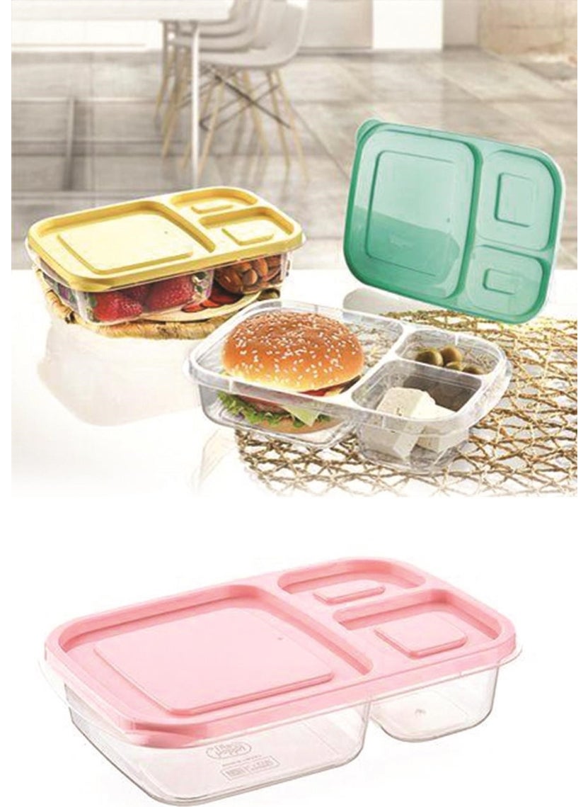 3 Compartment Lunch Box Practical Easy Food Diet Storage Food Container