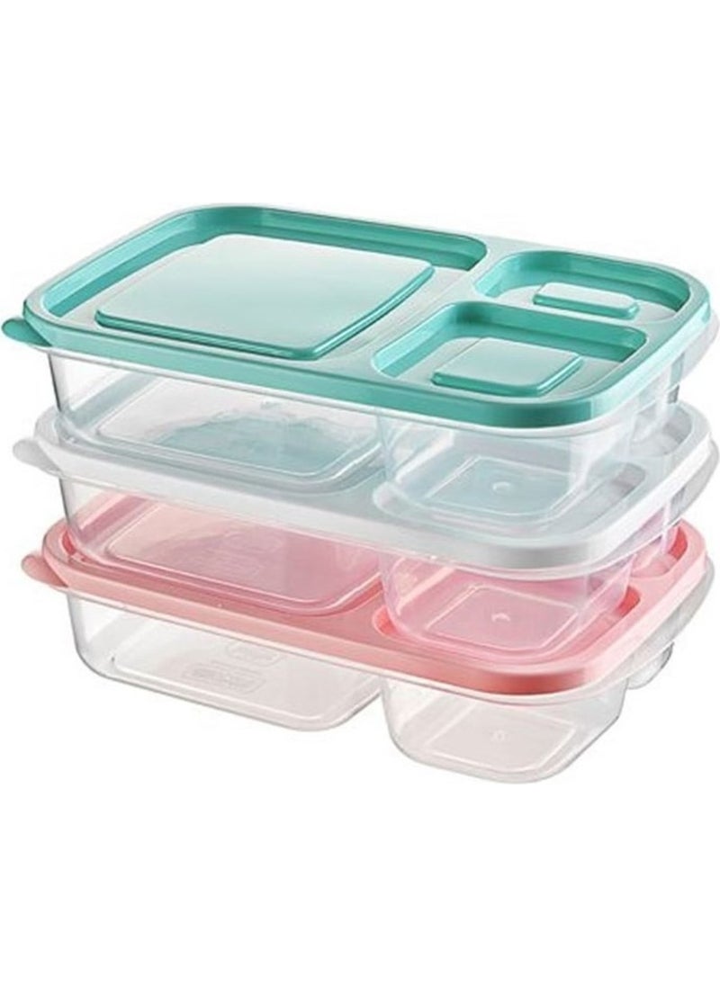 3 Compartment Lunch Box Practical Easy Food Diet Storage Food Container