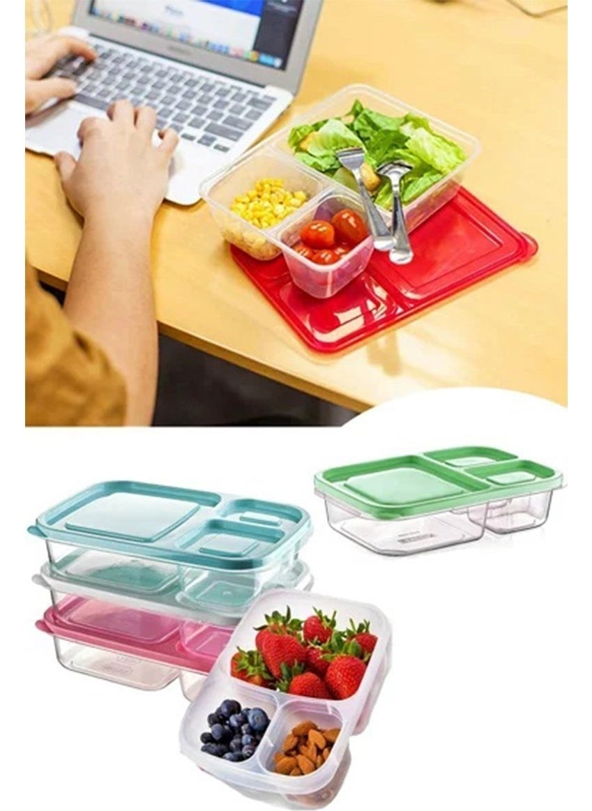3 Compartment Lunch Box Practical Easy Food Diet Storage Food Container
