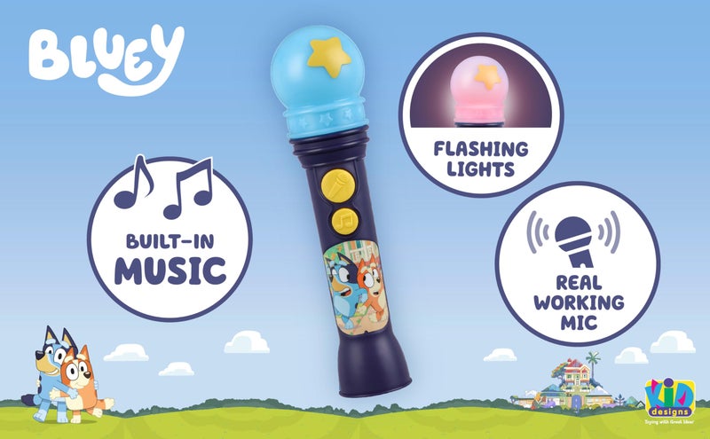 eKids Bluey Microphone Toy for Toddlers, Includes Built-in Music and Lights, Designed for Fans of Bluey Toys - Image 2
