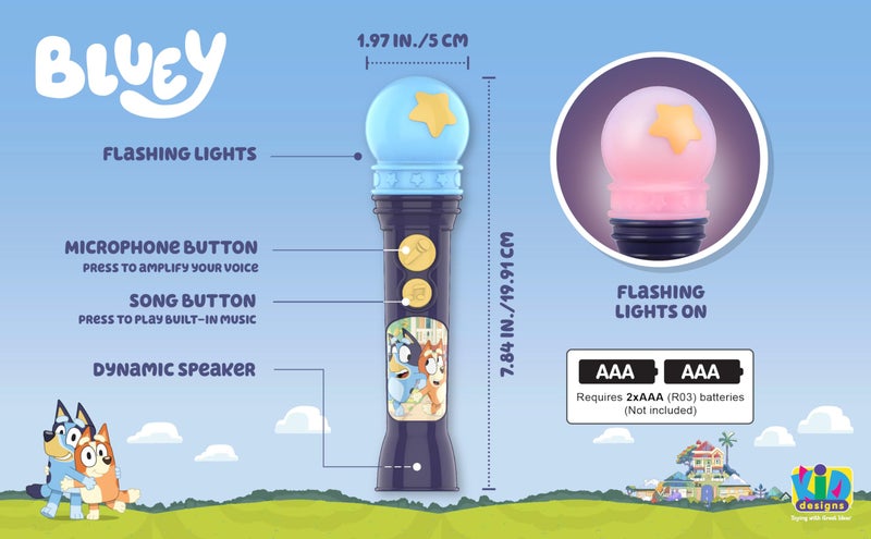 eKids Bluey Microphone Toy for Toddlers, Includes Built-in Music and Lights, Designed for Fans of Bluey Toys - Image 4