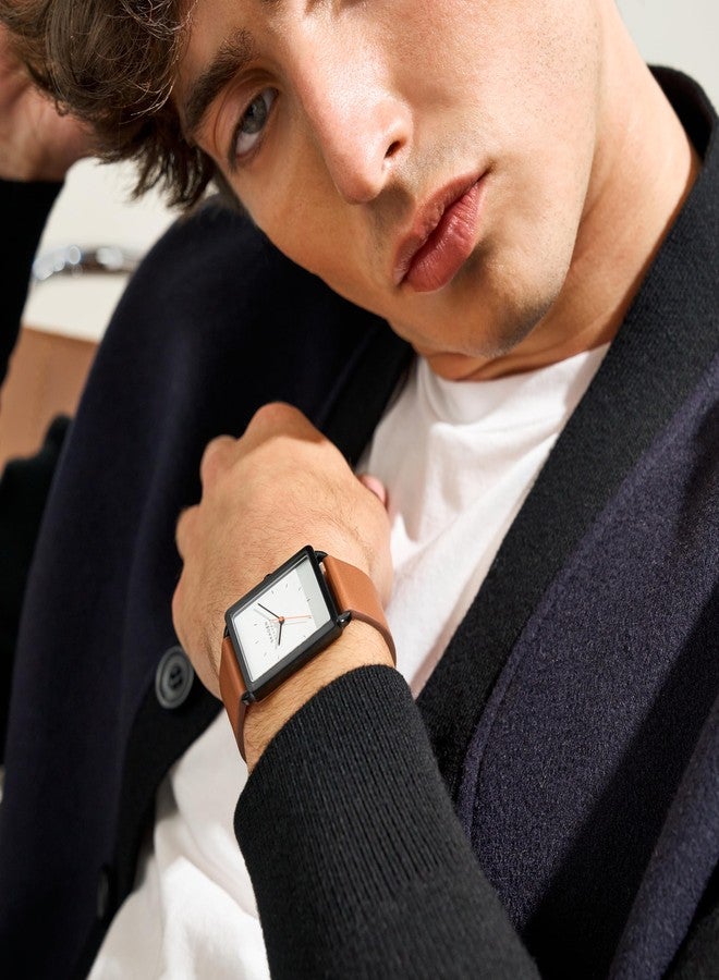Skagen Men's Hagen Three-Hand Brown Leather Band Watch (Model: SKW6929), Brown, Minimalist - Image 4