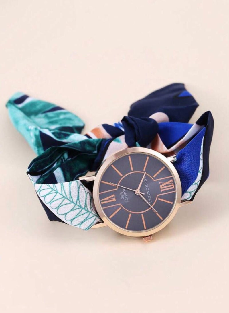 ECONOMICXI Casual Watch For Women With Colored Fabric Strap - Image 2