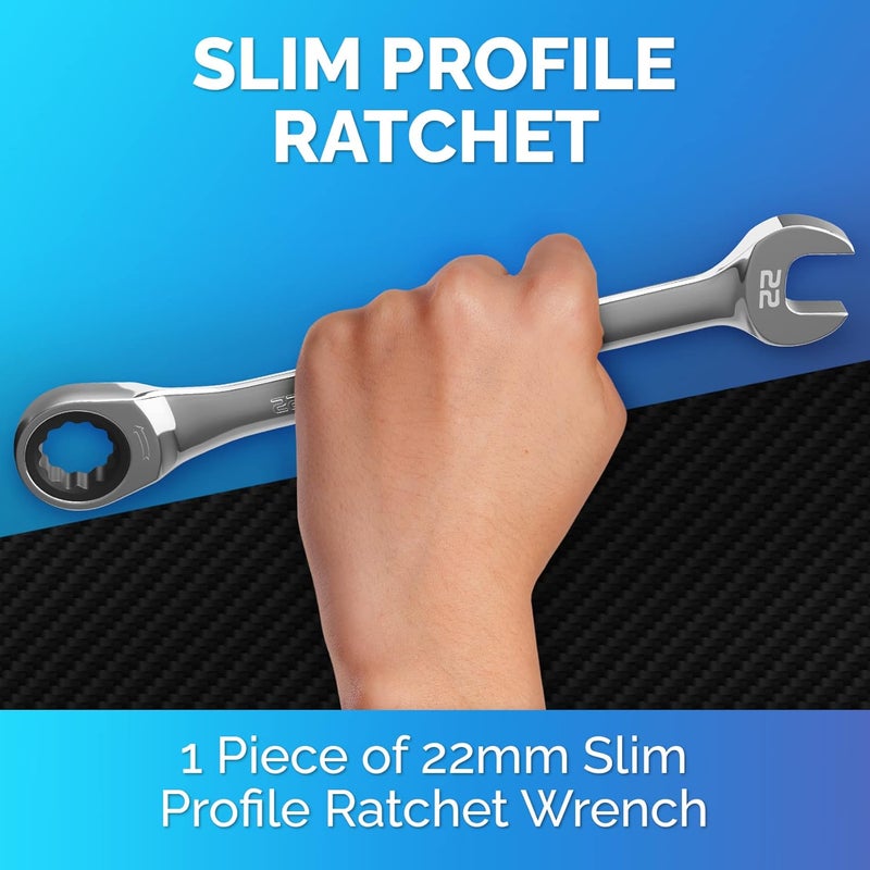 TOOLGUARDS 22mm Wrench - Ratcheting Wrench - Slim Profile - Ratchet Wrench - 100% Lifetime Satisfaction Guarantee - Image 2