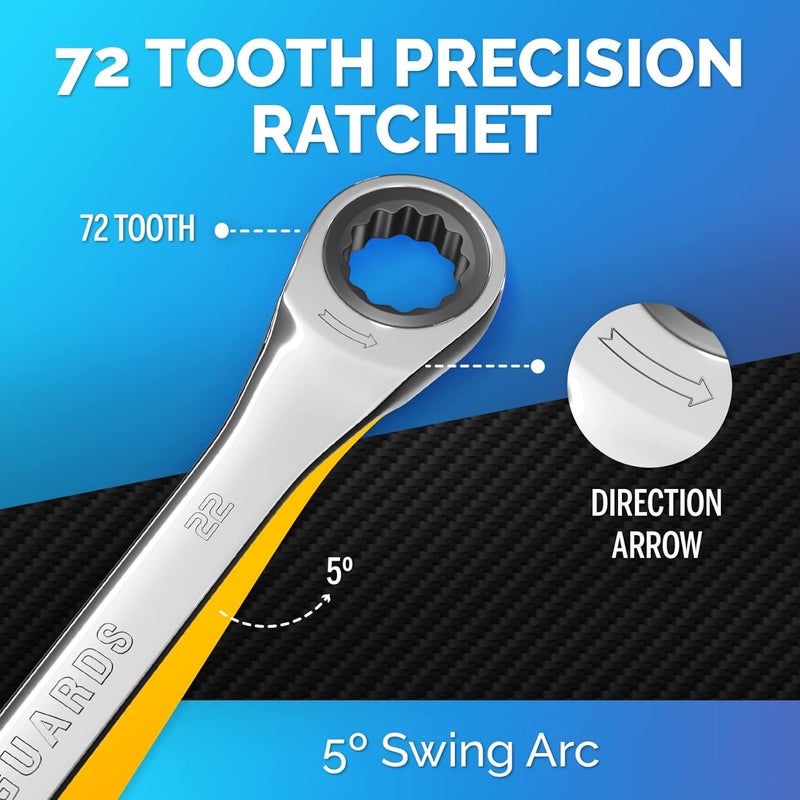 TOOLGUARDS 22mm Wrench - Ratcheting Wrench - Slim Profile - Ratchet Wrench - 100% Lifetime Satisfaction Guarantee - Image 5
