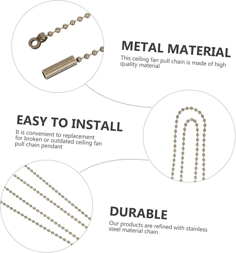 Jojofuny 2 قطعة من سلسلة سحب مروحة السقف بديل لمفتاح إضاءة زينة معلقة - Image 4