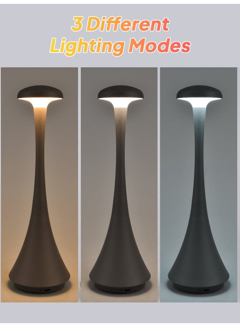 Touch Control LED Table Lamp – Rechargeable & Cordless with 3-Color Dimmable Light, Matte Plastic Shade, USB Charging – Modern Portable Downlight for Bedroom, Dining Table, Office, and Reading – Elegant Gift for Home Decor - Image 4