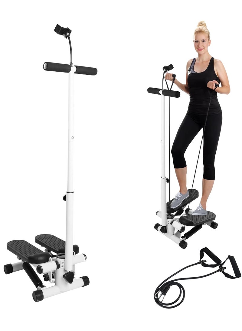 XiuWoo Adjustable Height Stair Stepper with Resistance Bands and LCD Monitor - 330 lb Capacity, Handlebar and Phone Stand for Home Workouts  - Image 1