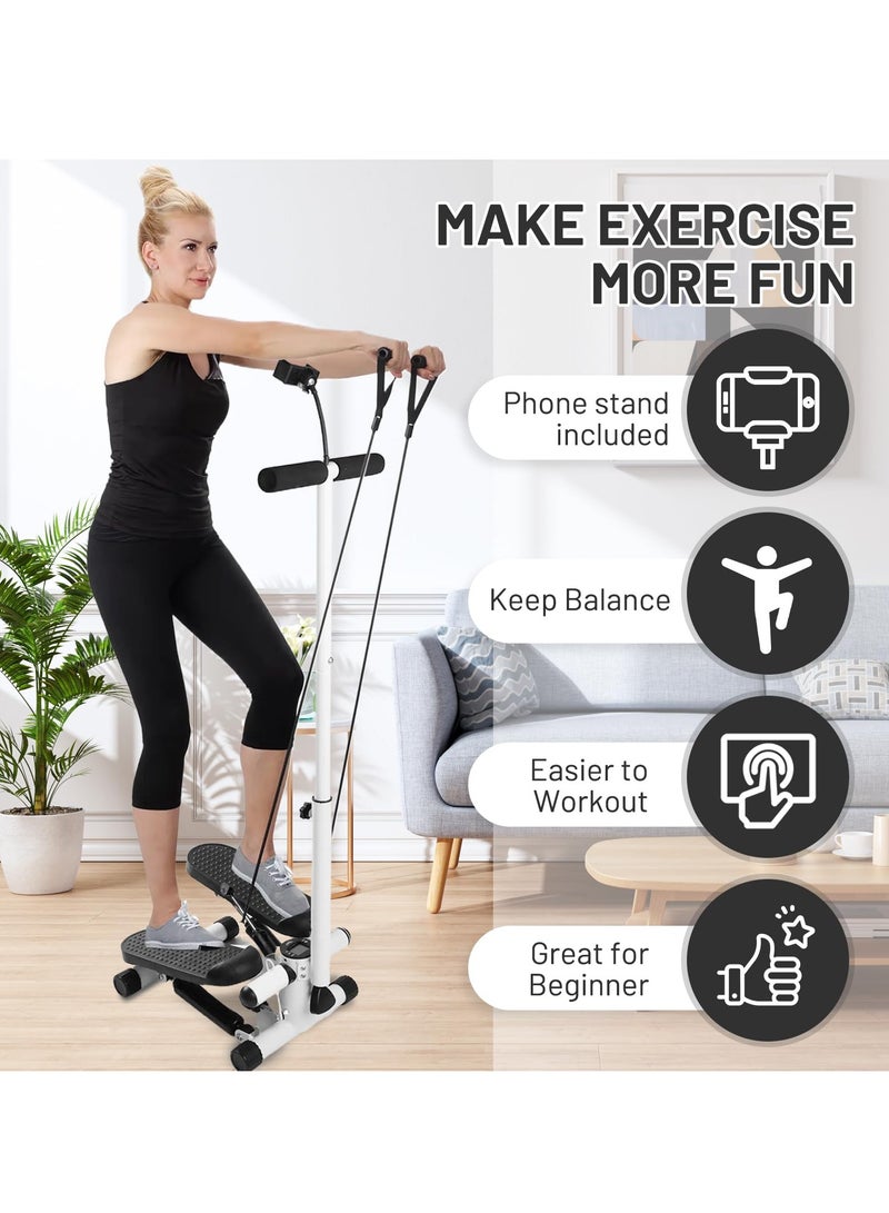 XiuWoo Adjustable Height Stair Stepper with Resistance Bands and LCD Monitor - 330 lb Capacity, Handlebar and Phone Stand for Home Workouts  - Image 2