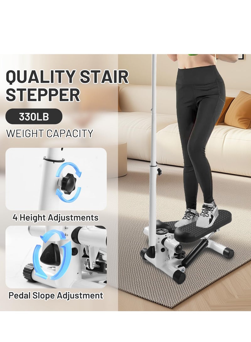 XiuWoo Adjustable Height Stair Stepper with Resistance Bands and LCD Monitor - 330 lb Capacity, Handlebar and Phone Stand for Home Workouts  - Image 3