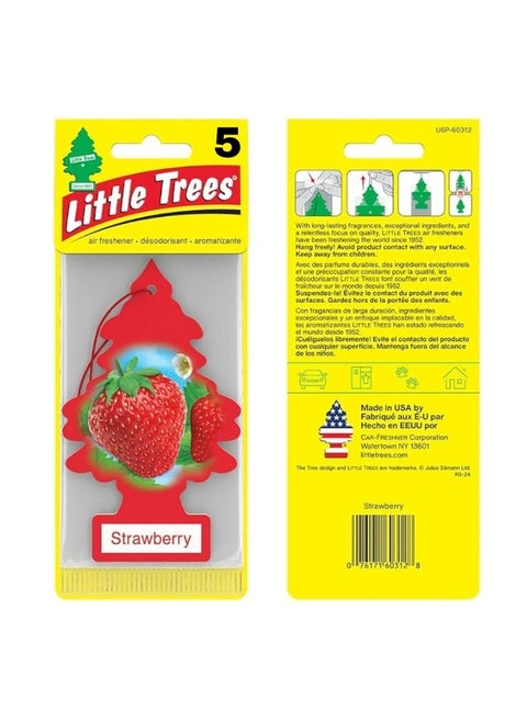 Car Air Freshener, 5 Pieces With Strawberry Scent.