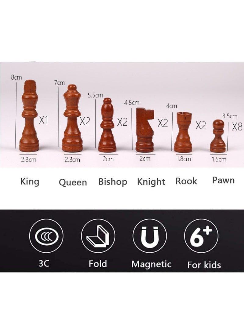 السيزال طقم شطرنج خشبي غير مغناطيسي 39 سم، طقم شطر خشبي  مغناطيسي 15.6 بوصة، لعبة لوحية للبالغين والأطفال، مع 24 قطعة شطرنج إضافية و 2 ملكات إضافيتين، طقم شطرنج محمول للسفر - Image 4