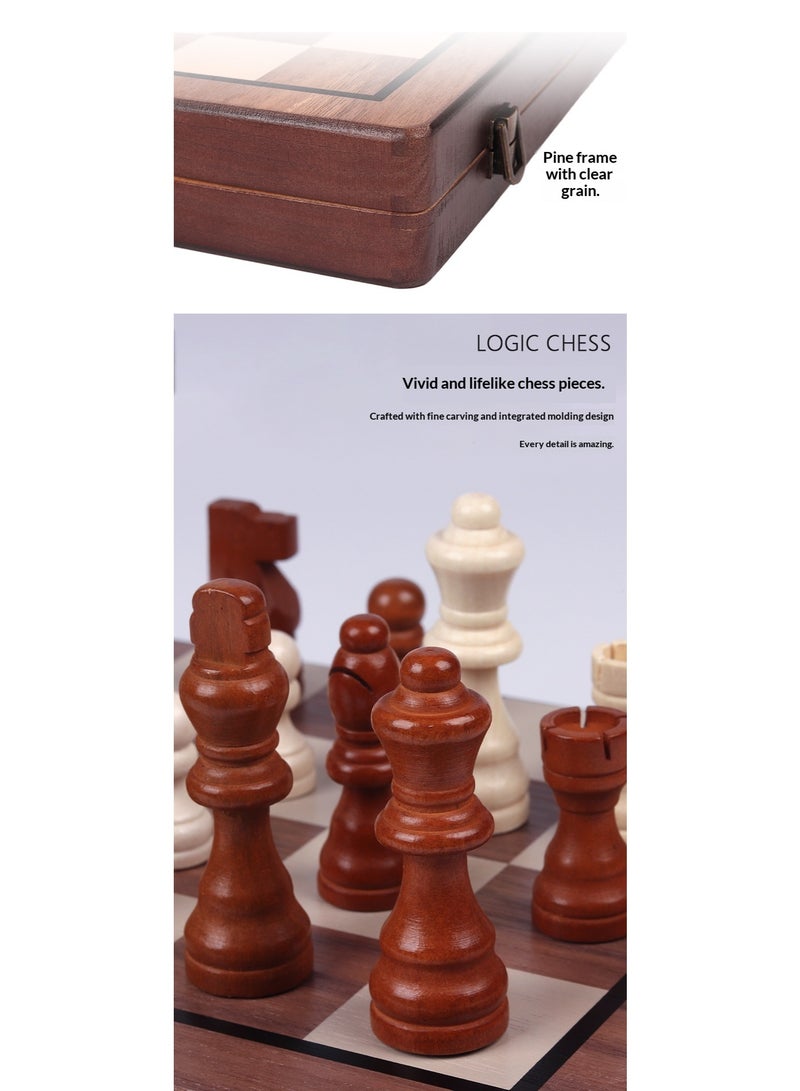 السيزال طقم شطرنج خشبي غير مغناطيسي 39 سم، طقم شطر خشبي  مغناطيسي 15.6 بوصة، لعبة لوحية للبالغين والأطفال، مع 24 قطعة شطرنج إضافية و 2 ملكات إضافيتين، طقم شطرنج محمول للسفر - Image 5