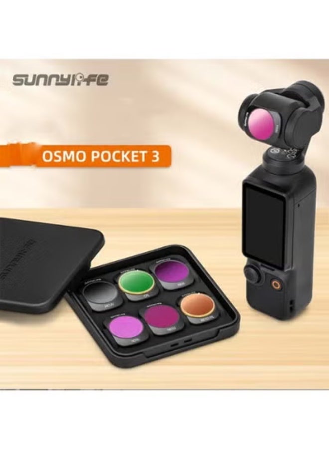 سني لايف sunnylife osmo pocket3 الثانية مجموعة فلتر ، تنطبق على dji osmo جيب 3 الخالق كومبو ، المغناطيسي 6 أكياس 3 مرشحات ( CPL / الأشعة فوق البنفسجية / nd8 nd16 nd32 nd64 / / 1.5 غ الألومنيوم ) - Image 1