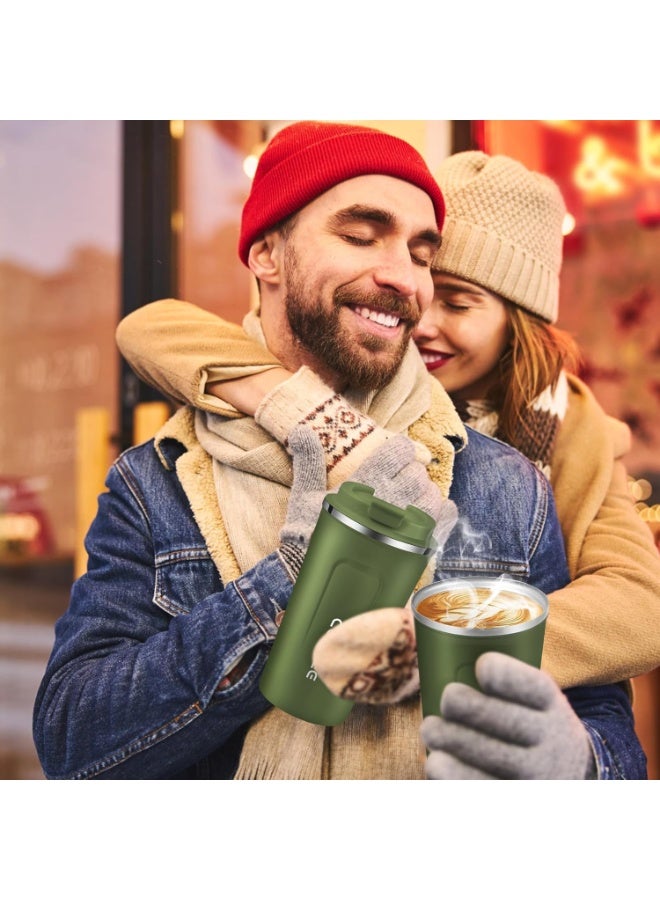 كوب ترمس حراري من الفولاذ المقاوم للصدأ باللون الأخضر - Image 3