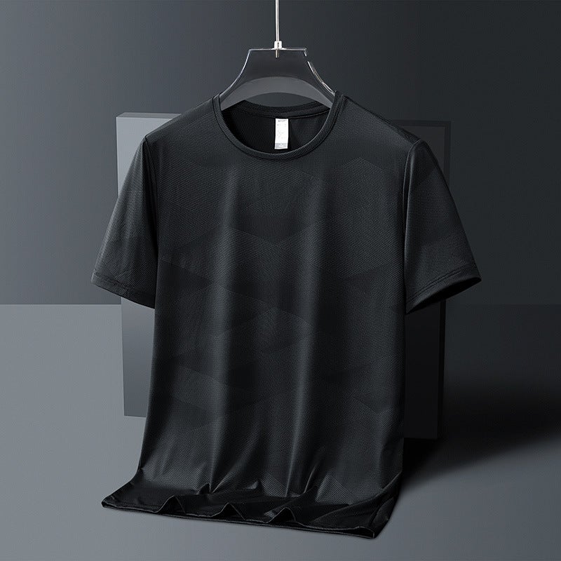 Ice Silk Short-Sleeved T-Shirt Men'S Korean-Style Trendy Round Neck Quick-Drying T-Shirt Sports Casual Breathable Top - Image 1