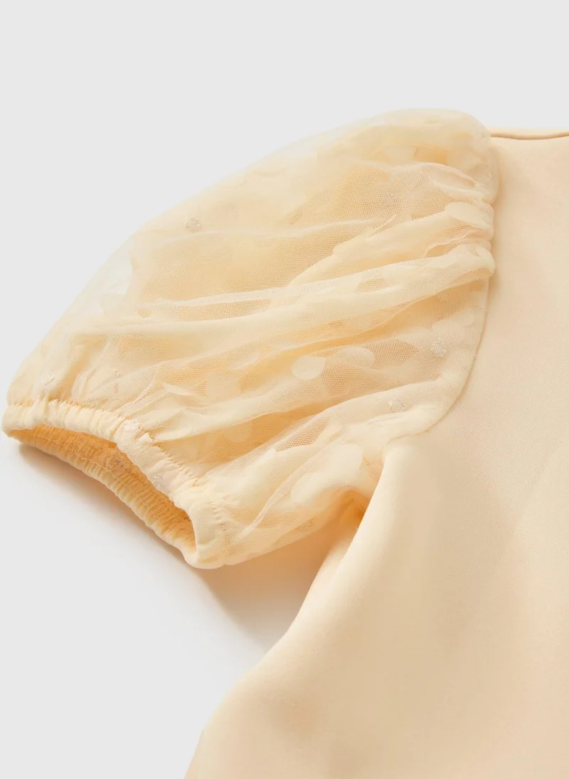 Matalan Girls Yellow Puff Sleeve Jumpsuit