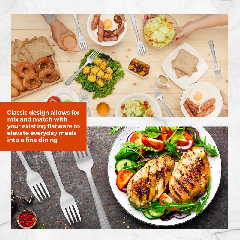 Minatee 100 Pieces Dinner Forks Bulk Set 6.9 Inches Stainless Steel Metal Forks Flatware Fork Silverware Salad Forks Table Fork Mirror Polished for Home Restaurant Eating Kitchen Utensils - Image 5