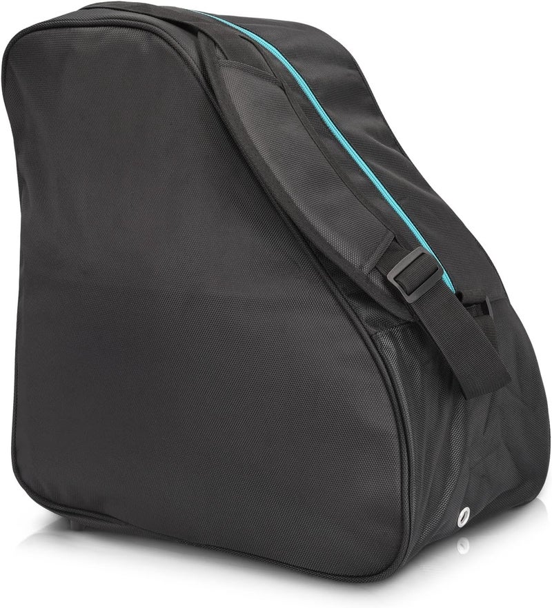 Navaris Navaris Universal Ski Boot Bag  Outdoor Skiing Shoe and Helmet Bag for Ski Boots and Snowboard Boots for Men and Women  One Size Black and Teal - Image 1
