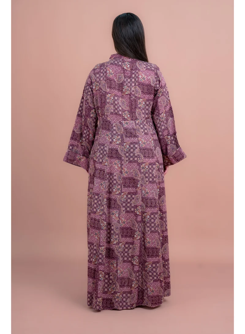 IKKXA Modern Printed Jalabiya IK074 Purple
