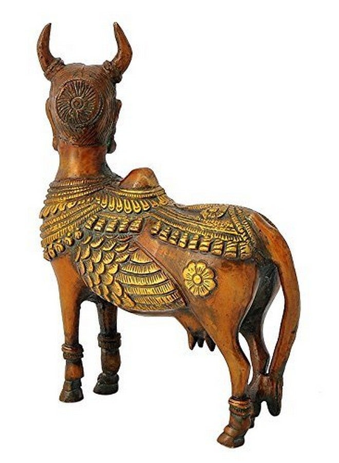 Kartique Brass Kamdhenu Idol with Ornate Detailing - 7.5 Inches Height - Decorative Cow Statue for Home and Temple Decor - Image 3