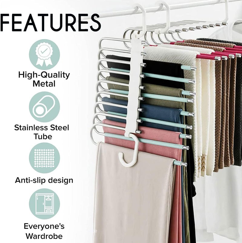 Space Saving Pants Hangers - 2 Pack Clothes Organizer for Closet - Image 2