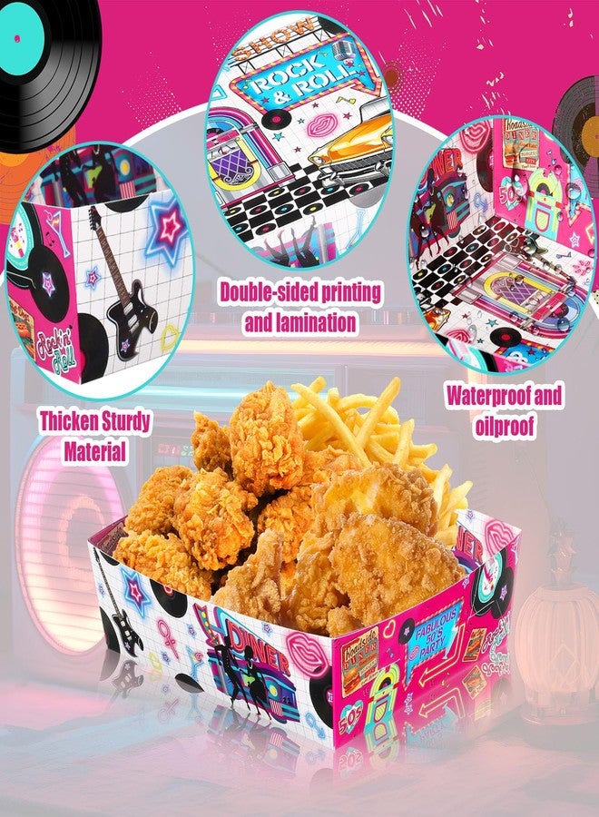 Layhit مجموعة لاي هيت المكونة من 36 قطعة من لوازم حفلات الخمسينيات، تتضمن 5 أرطال من قوارب الروك أند رول، وصواني تقديم ورقية كبيرة، وبرغر، وبطاطس مقلية، وهوت دوغ، وتاكو، وفشار باربيكيو لحفلات موسيقى الروك، وحفلات أعياد الميلاد، وحفلات بطابع الخمسينيات. - Image 4