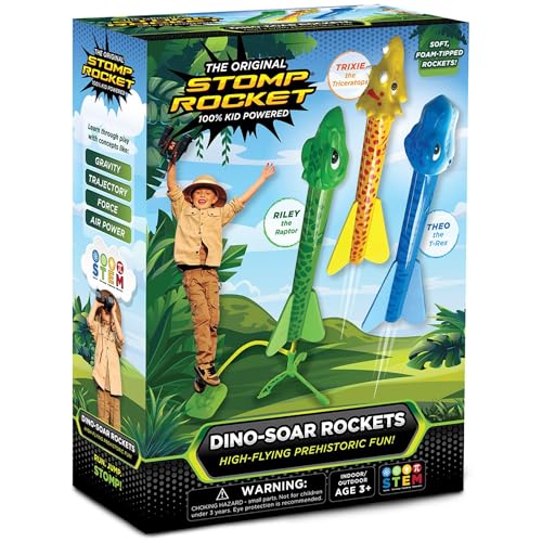 Stomp Rocket DinoSoar Rocket Launcher for Kids 3 DinosaurThemed Rockets Fun Backyard Outdoor Fun Toy Gift for Boys Girls STEM Soft Foam Blaster Set Ages 3 Up - Image 1