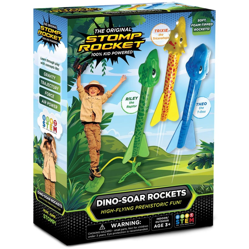 Stomp Rocket DinoSoar Rocket Launcher for Kids 3 DinosaurThemed Rockets Fun Backyard Outdoor Fun Toy Gift for Boys Girls STEM Soft Foam Blaster Set Ages 3 Up - Image 3