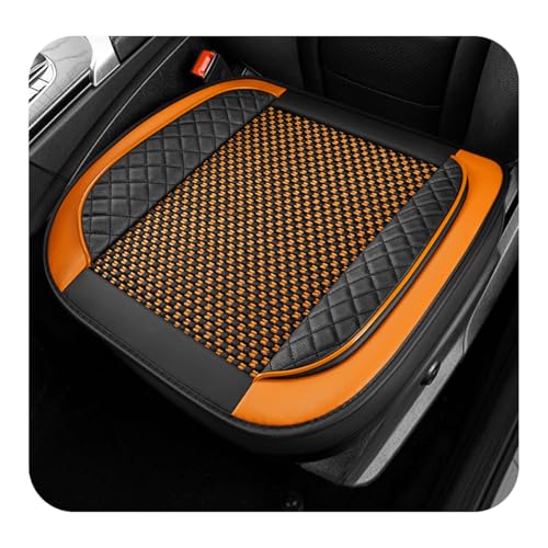 ZNDAW Car Seat Cover, Leather Vehicle Front Bottom Seat Cushion Cover with Storage Pocket, Anti-Slip Bottom Seats Protector Luxury Interior Decor for Most Car Trucks SUVs (Knitting, Black+Orange) - Image 1
