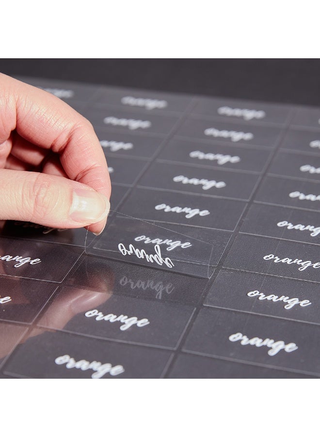 Restaurantware ملصقات زجاجات عصير البرتقال Label Tek 1.9 × 1 بوصة، 100 ملصق مقاوم للماء للزجاجات - ذاتية اللصق، شفافة مع خط أبيض، ملصقات زجاجات بلاستيكية، لأكياس المشروبات - Image 2