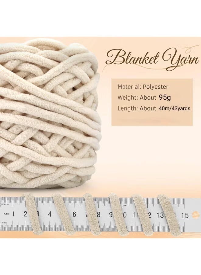 JUE-FISH Chunky Chenille Yarn, Soft Thick Fluffy Yarn for Hand Knitting, Plush Yarn for Crocheting, 43Yds Velvet Crochet Yarn for Making Blankets Weaving DIY Craft - Image 2