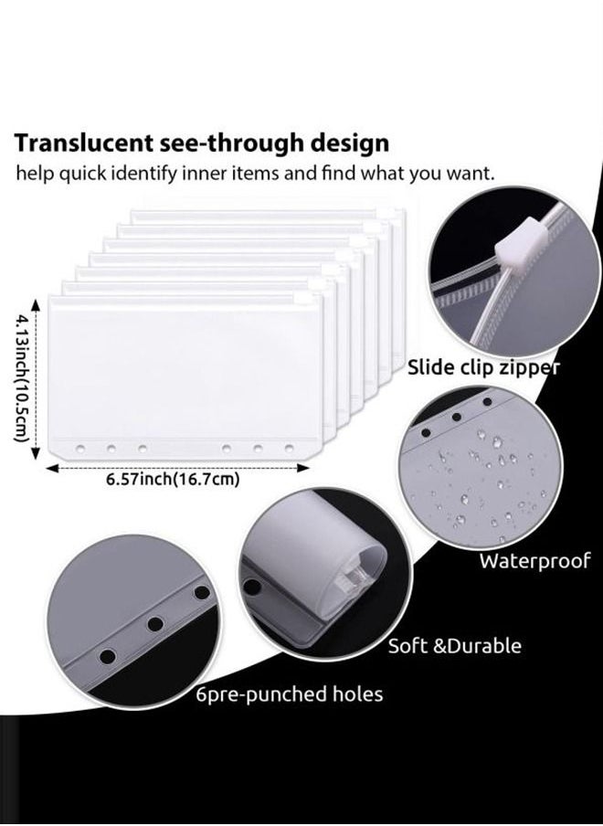23Pcs A6 PU Leather Notebook Binder Budget Planner, with with 8 PCS A6 Binder Pockets, 12 Expense Budget Sheets, 2 Sheets Sticker Label