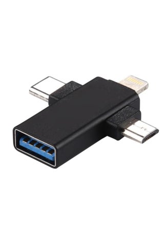 محول USB متعدد الوظائف 3 في 1 OTG متوافق مع Micro USB LH02007 وType-C وiPhone، نقل بيانات سريع ومحول محرك أقراص فلاش للهواتف والأجهزة اللوحية، تصميم صغير وقابل للحمل - أسود - pzsku/ZCD438333304820916DFDZ/45/1750598632/ec02d52b-edb3-4f39-be0f-b793b7b7d031