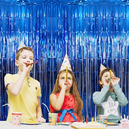 GOER 3.2 ft x 9.8 ft Metallic Tinsel Foil Fringe Curtains Party Photo Backdrop Party Streamers for Birthday,Graduation,New Year Eve Decorations Wedding Decor (Navy Blue,1 Pack) - Image 2