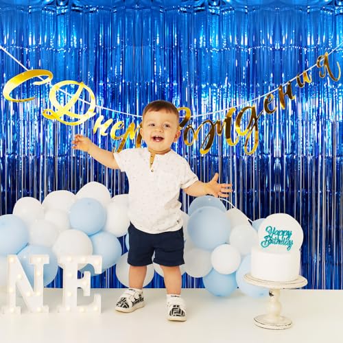 GOER 3.2 ft x 9.8 ft Metallic Tinsel Foil Fringe Curtains Party Photo Backdrop Party Streamers for Birthday,Graduation,New Year Eve Decorations Wedding Decor (Navy Blue,1 Pack) - Image 4